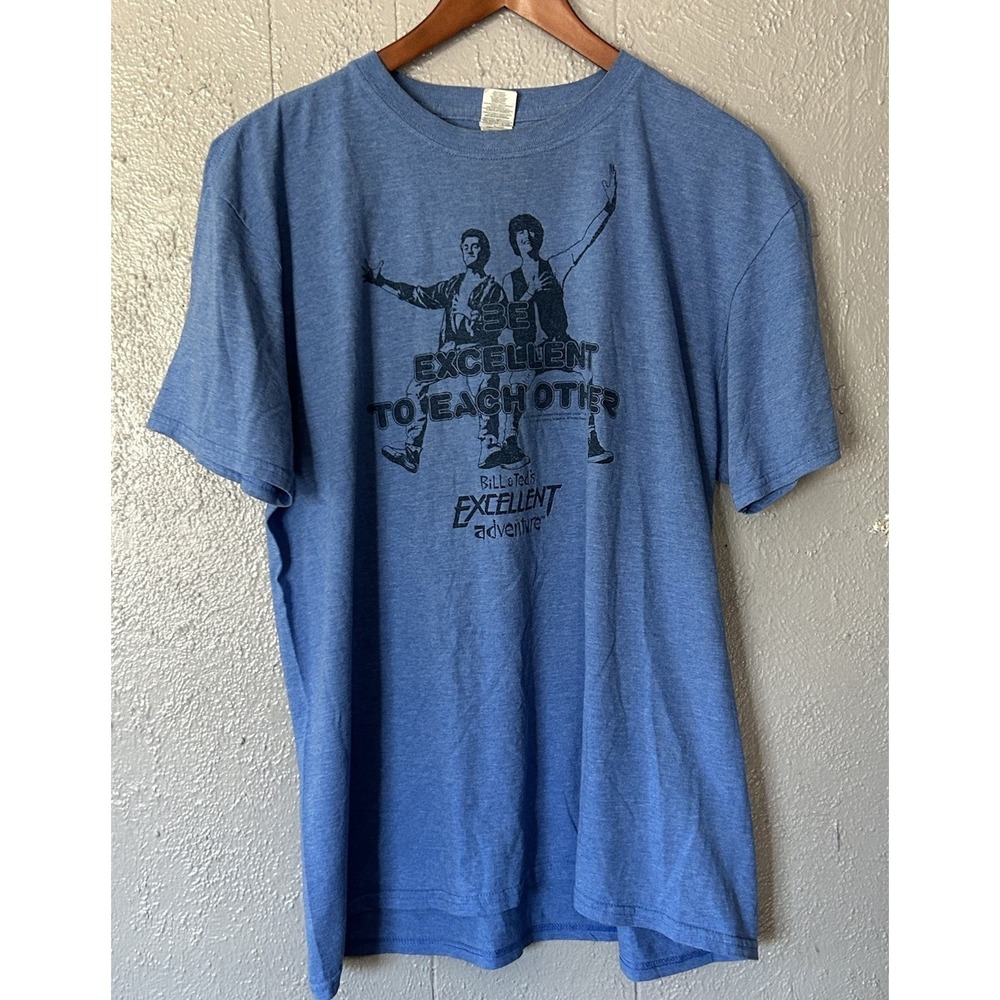 Unisex Bill and Ted's Excellent Adventure blue T-shirt XL Sci-fi Movie 1989